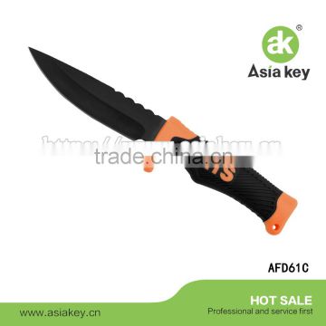 Fixed Blade Outdoor Survival Knife with Black Coated Blade and nice plasctic handle