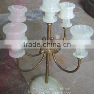 5 branches White Onyx Candle stand