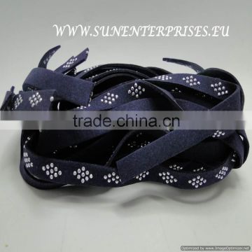 Flat Nappa Leather cords -Suede Cords with rhombus 10 mm navy blue
