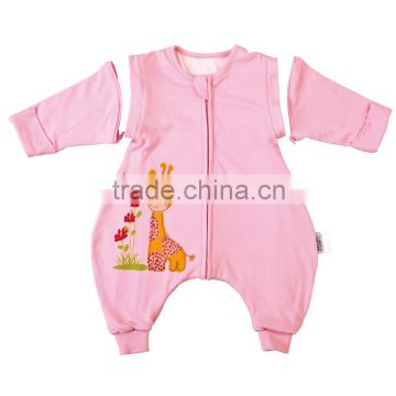 100% cotton anti kicking infant child foot sleeping bag long sleeve without filling pink style