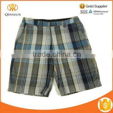 Gray Striped Plaid Cotton Khaki Shorts Mens