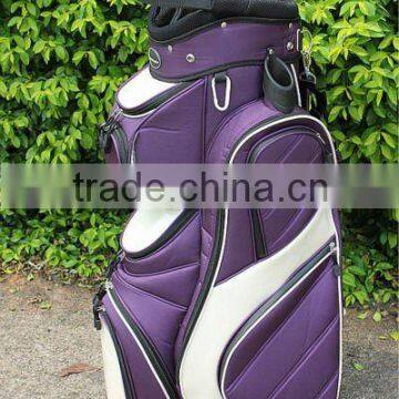 purple two side cooler pocket pu+nylon golf bag