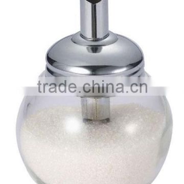200ml ball shape glass sugar dispenser jar with metal lid