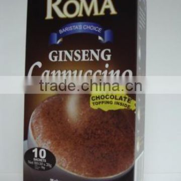Cappuccino Ginseng with Chocolate topping instant coffee