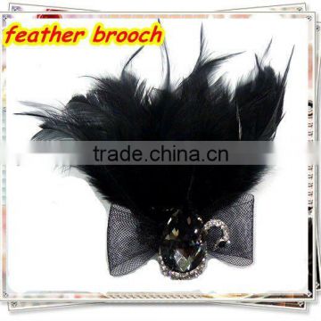 black feather diamond brooch