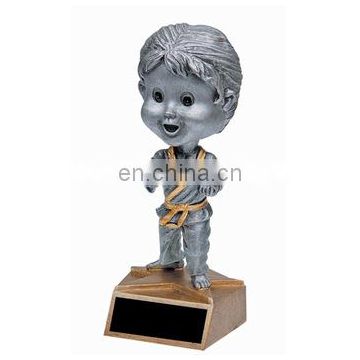 Polyresin silvery karate kid figurine trophy