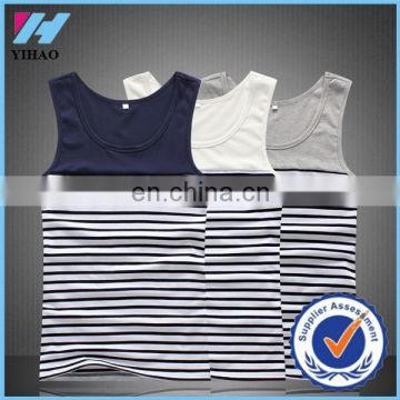 Trade Assueance Summer style 2015 new casual fashion striped patchwork undershirt custom bodybuilding tank top plus size