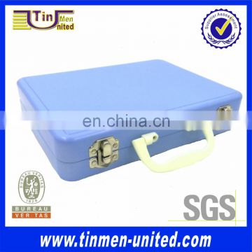wholesale empty lunch tin boxes with plastic handle for color pen